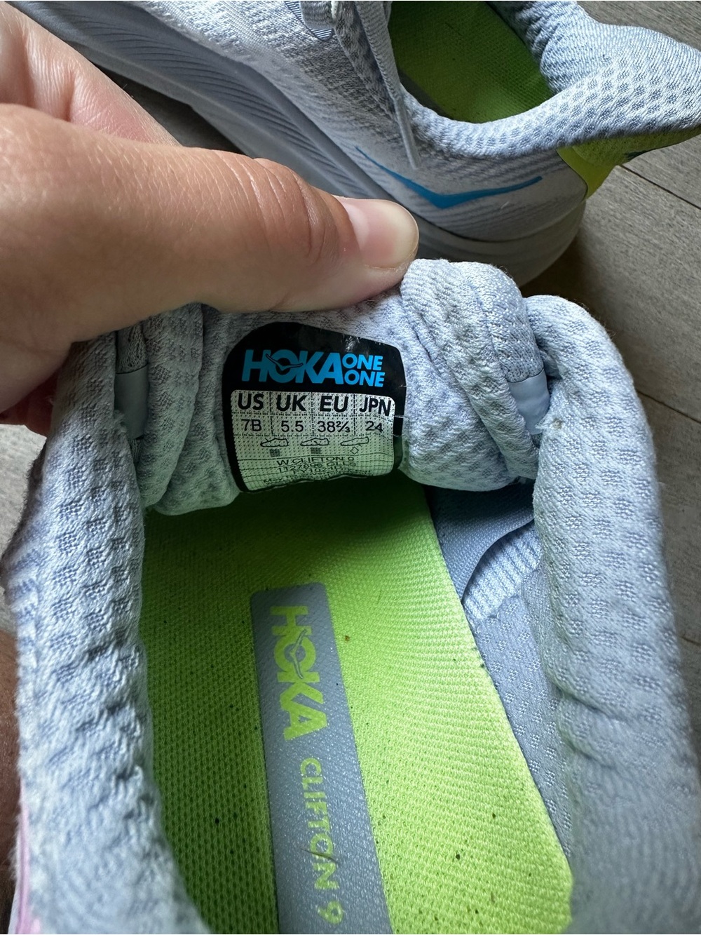 Women’s Hoka Clifton 9 Gray Athletic Walking Running Lace Up Sneaker Shoes Sz 7 - Picture 7 of 7